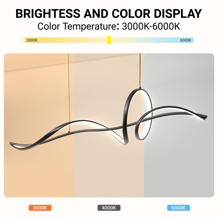 Brilagi - Stmievateľný LED závesný luster SIGNATURE LED/55W/230V 3000-6000K 120x23 cm čierny + diaľkové ovládanie