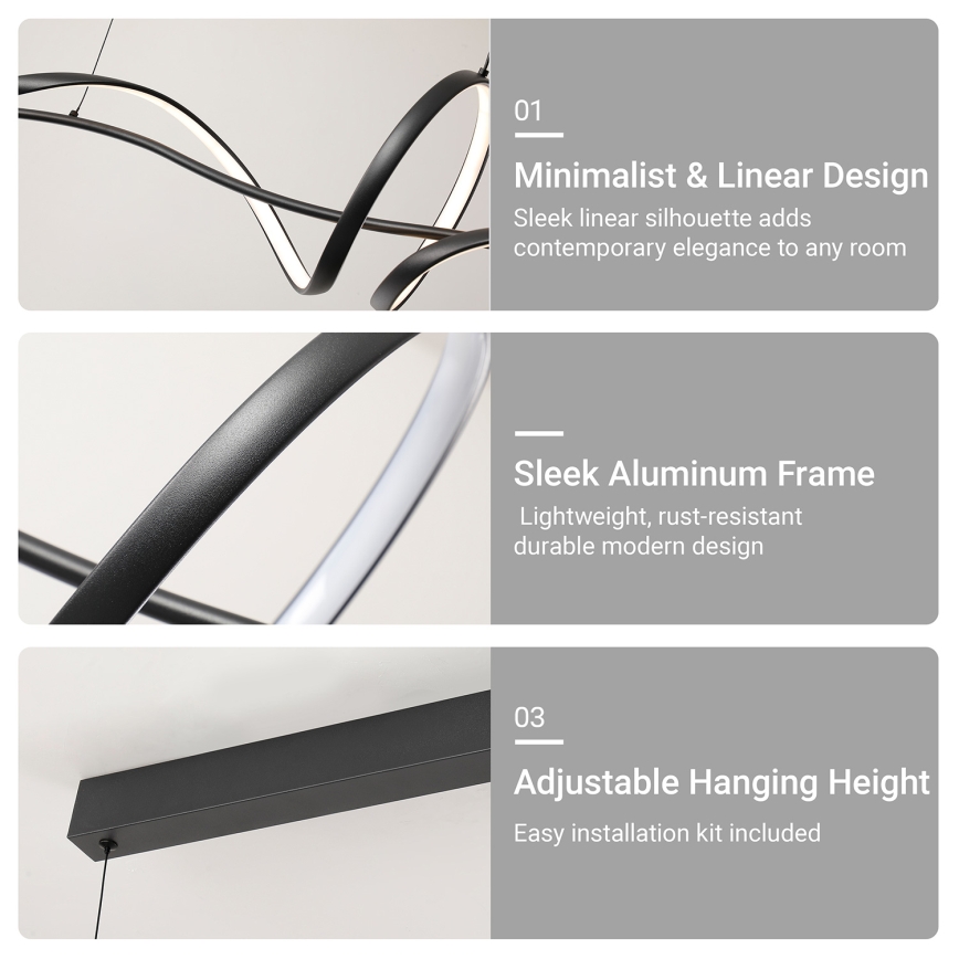 Brilagi - Stmievateľný LED závesný luster SIGNATURE LED/55W/230V 3000-6000K 120x23 cm čierny + diaľkové ovládanie