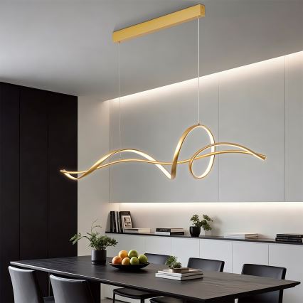 Brilagi - LED stmievateľný luster na lane SIGNATURE LED/55W/230V 3000-6000K 120x23 cm zlatý + diaľkové ovládanie