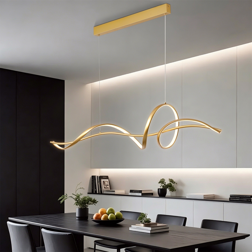 Brilagi - LED stmievateľný luster na lane SIGNATURE LED/55W/230V 3000-6000K 120x23 cm zlatý + diaľkové ovládanie