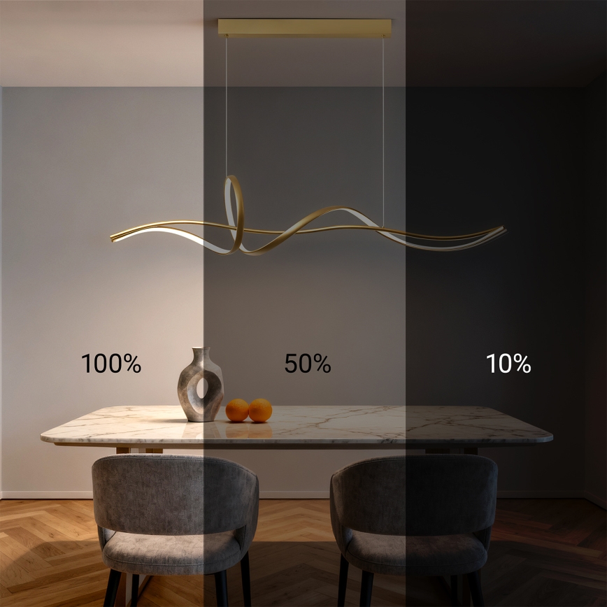Brilagi - LED stmievateľný luster na lane SIGNATURE LED/55W/230V 3000-6000K 120x23 cm zlatý + diaľkové ovládanie