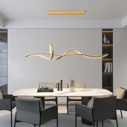Brilagi - LED stmievateľný luster na lane SIGNATURE LED/55W/230V 3000-6000K 120x23 cm zlatý + diaľkové ovládanie