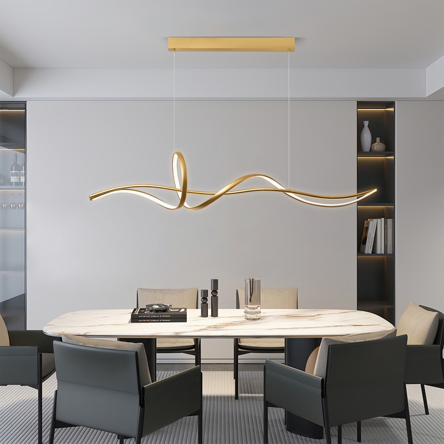 Brilagi - LED stmievateľný luster na lane SIGNATURE LED/55W/230V 3000-6000K 120x23 cm zlatý + diaľkové ovládanie