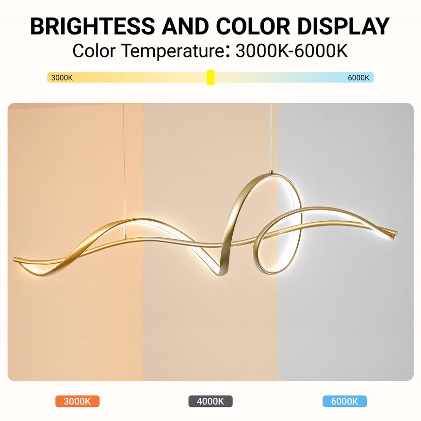 Brilagi - LED stmievateľný luster na lane SIGNATURE LED/55W/230V 3000-6000K 120x23 cm zlatý + diaľkové ovládanie