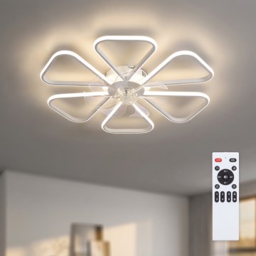 Brilagi - stmievateľný LED stropný ventilátor, 38 W, 230 V, 3000–6500 K, priemer 76 cm, biely + diaľkové ovládanie
