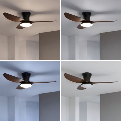 Brilagi - LED stmievateľný stropný ventilátor LED/38W/230V 3000-6500K pr. 100 cm čierna/hnedá + diaľkové ovládanie