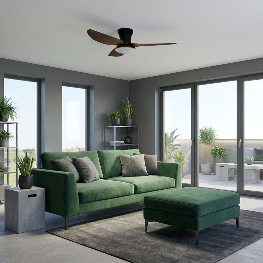 Brilagi - LED stmievateľný stropný ventilátor LED/38W/230V 3000-6500K pr. 100 cm čierna/hnedá + diaľkové ovládanie