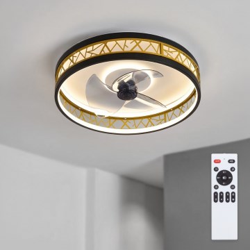 Brilagi - stmievateľný LED stropný ventilátor LED/34W/230V 3000-6500K priemer 50 cm čierna/zlatá + diaľkové ovládanie