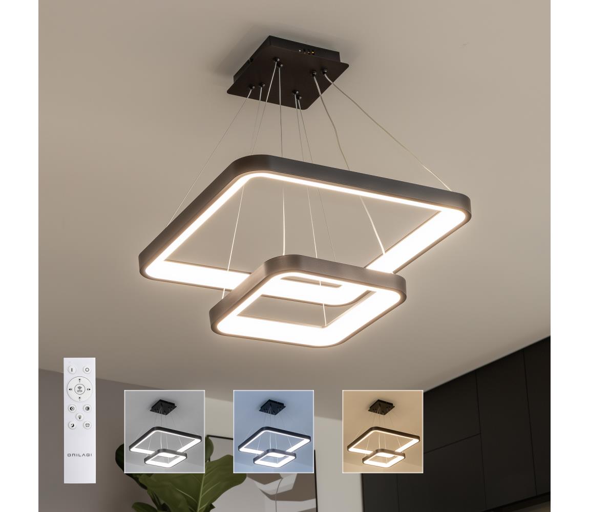 Brilagi - stmievateľný LED závesný luster na lanku FALCON SLIM LED/78W/230V 50x50 cm čierna + diaľkové ovládanie BRDX1331-2/CR