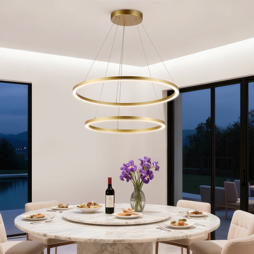 Brilagi - LED stmievateľný luster na lankách PORTOFINO LED/98W/230V 3000-6000K pr. 80 cm zlatý + diaľkové ovládanie
