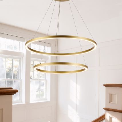 Brilagi - LED stmievateľný luster na lankách PORTOFINO LED/98W/230V 3000-6000K pr. 80 cm zlatý + diaľkové ovládanie