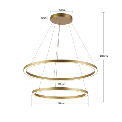 Brilagi - LED stmievateľný luster na lankách PORTOFINO LED/98W/230V 3000-6000K pr. 80 cm zlatý + diaľkové ovládanie