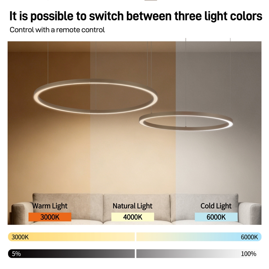 Brilagi - LED Stmievateľný luster na lanku PORTOFINO LED/98W/230V 3000-6000K béžová + diaľkové ovládanie