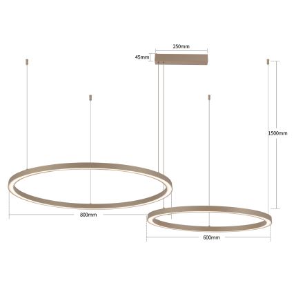 Brilagi - LED Stmievateľný luster na lanku PORTOFINO LED/98W/230V 3000-6000K béžová + diaľkové ovládanie
