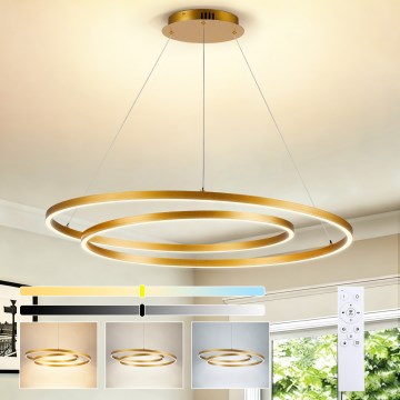 Brilagi - stmievateľný luster na lanku TWISTER LED/105W/230V 3000-6000K zlatý + diaľkové ovládanie