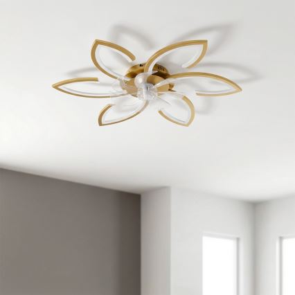 Brilagi - LED Stmievateľný stropný ventilátor LED/34W/230V pr. 78 cm zlatý + diaľkové ovládanie