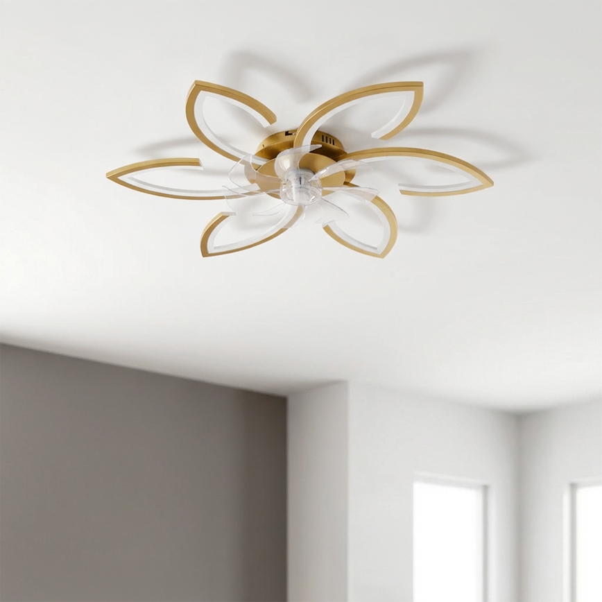 Brilagi - LED Stmievateľný stropný ventilátor LED/34W/230V pr. 78 cm zlatý + diaľkové ovládanie
