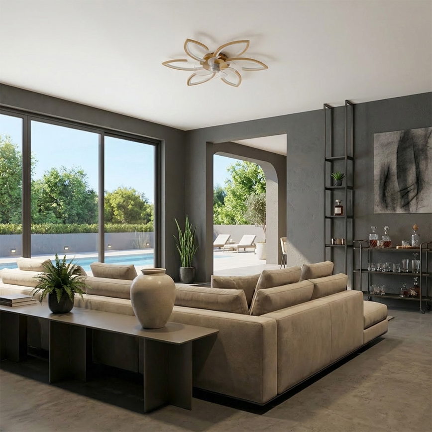 Brilagi - LED Stmievateľný stropný ventilátor LED/34W/230V pr. 78 cm zlatý + diaľkové ovládanie