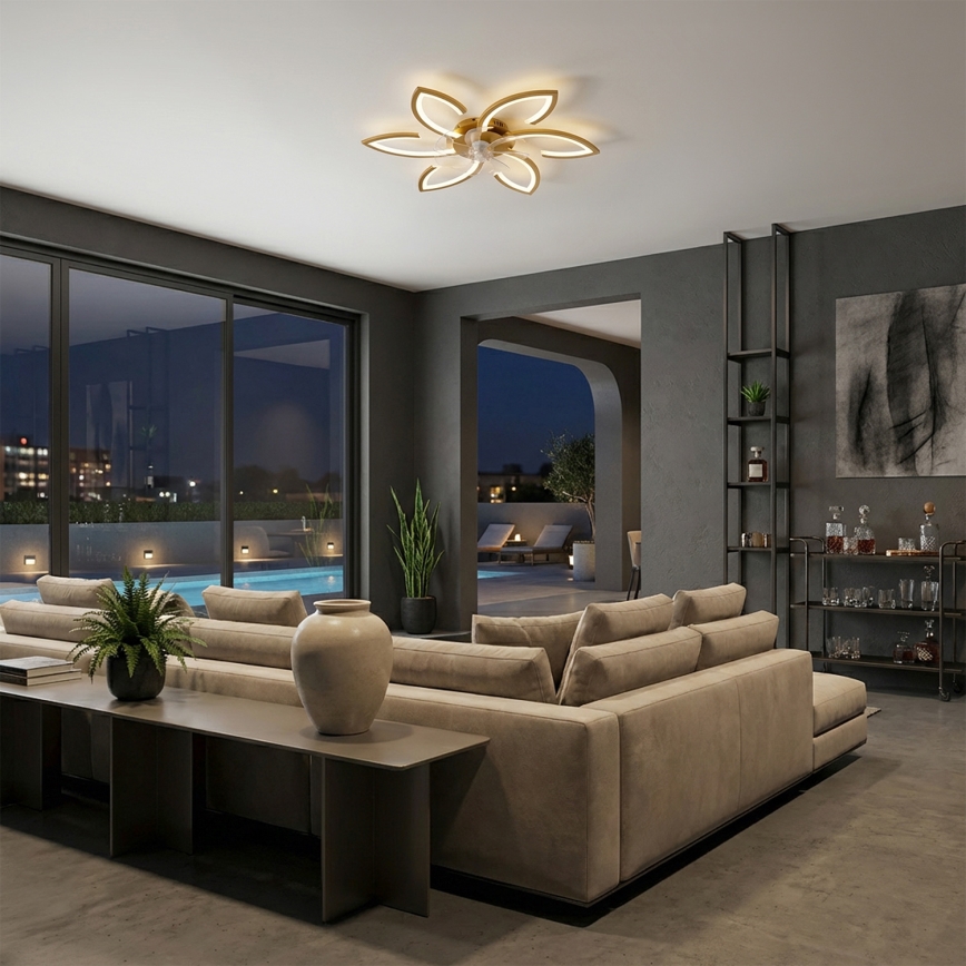 Brilagi - LED Stmievateľný stropný ventilátor LED/34W/230V pr. 78 cm zlatý + diaľkové ovládanie