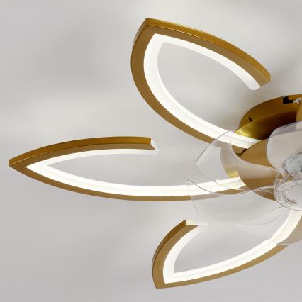 Brilagi - LED Stmievateľný stropný ventilátor LED/34W/230V pr. 78 cm zlatý + diaľkové ovládanie