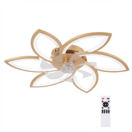 Brilagi - LED Stmievateľný stropný ventilátor LED/34W/230V pr. 78 cm zlatý + diaľkové ovládanie