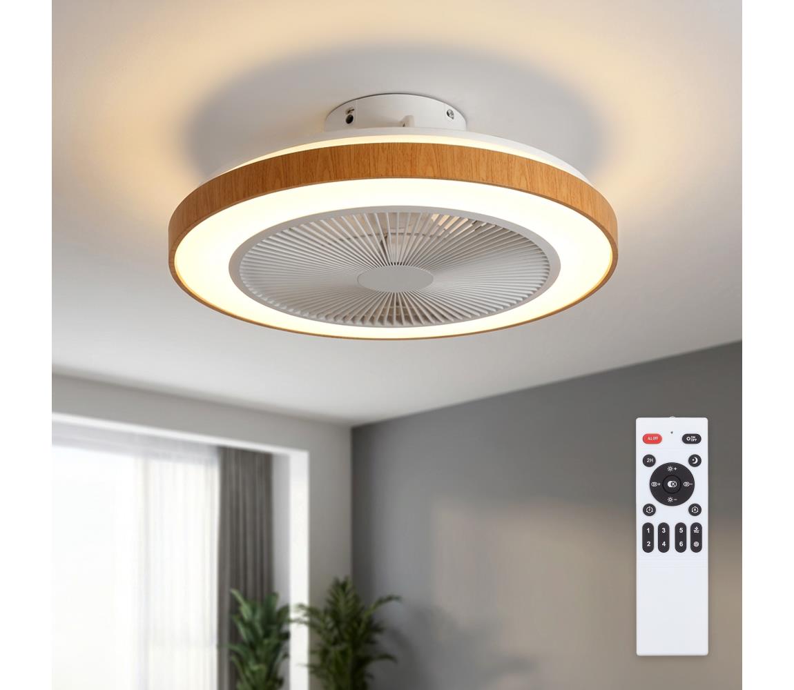Brilagi - stmievateľný stropný látor s LED, 38W/230V, 50 cm, biely/hnedý + diaľkové ovládanie WF-OSD-002
