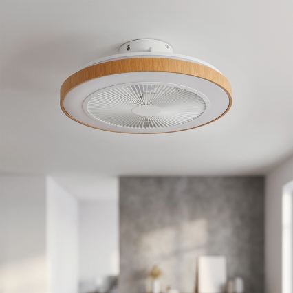 Brilagi - stmievateľný LED stropný ventilátor LED/38W/230V 3000–6500K priemer 50 cm biela/hnedá + diaľkové ovládanie