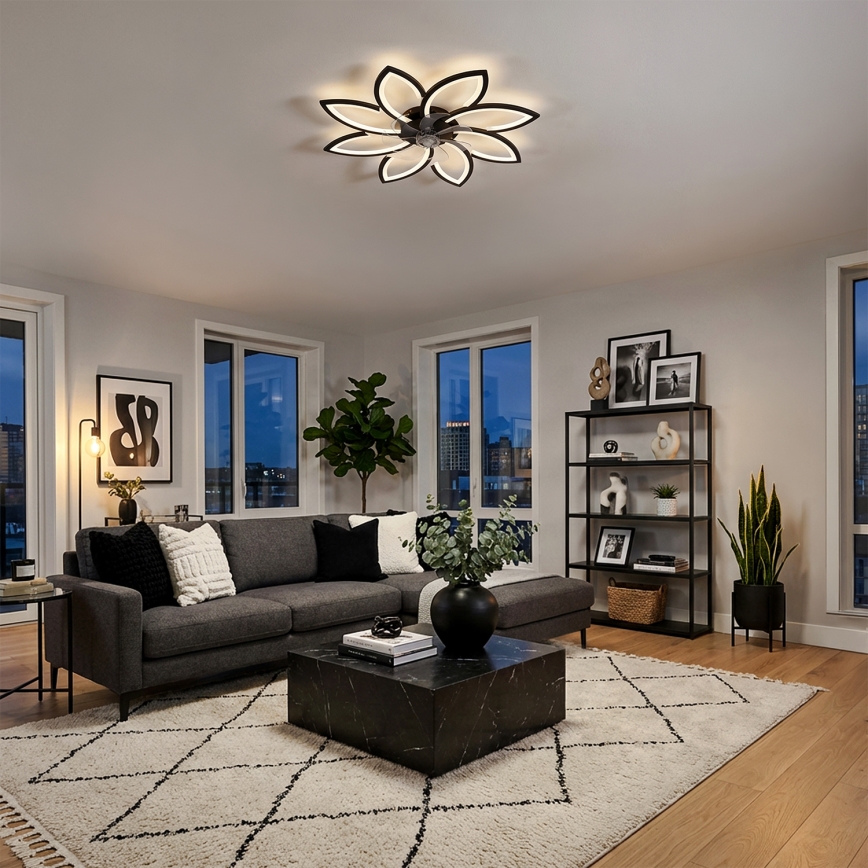 Brilagi - LED stlmiteľný stropný ventilátor LED/43W/230V pr. 90 cm čierna + diaľkový ovládač