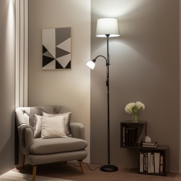 Brilagi - Stojaca lampa CERIA 2v1 1xE27/100W/230V + 1xE14/25W čierna/šedá