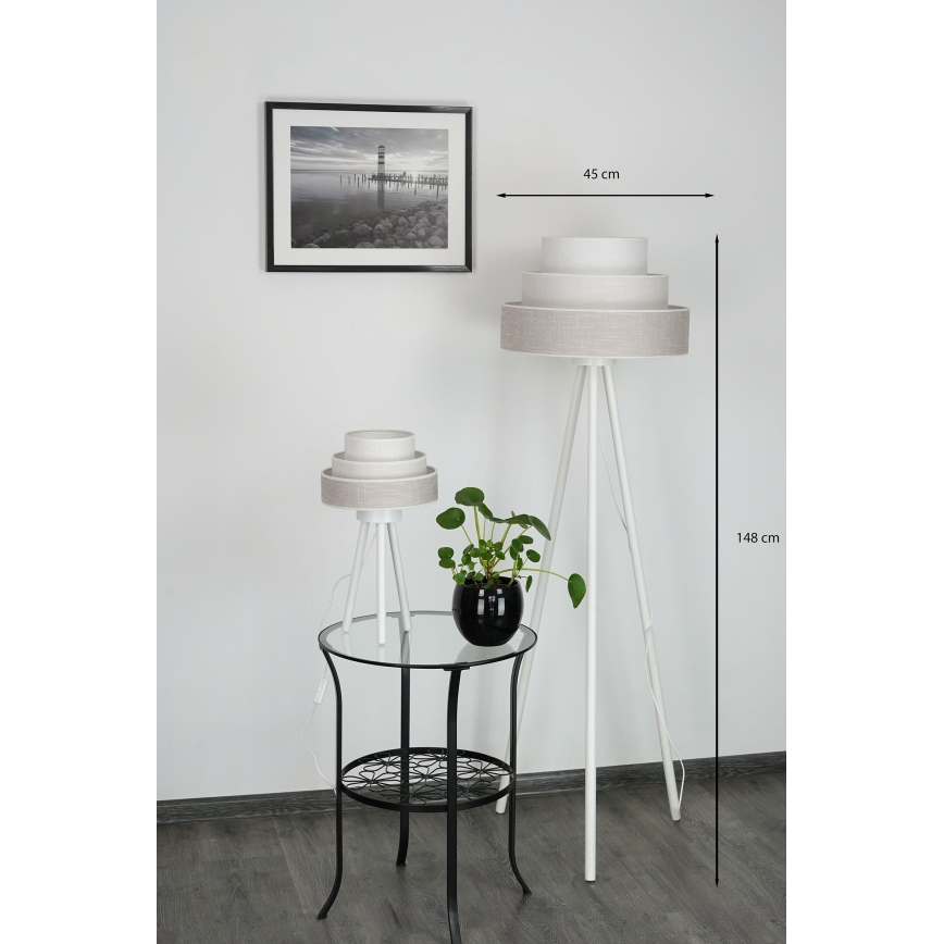 Brilagi - Stojacia lampa ALASKA LUNETA 1xE27/15W/230V šedá/krémová
