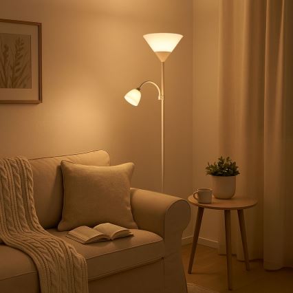 Brilagi - Stojacia lampa ARIANA 1xE27/100W/230V + 1xE14/25W biela