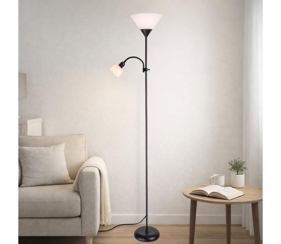 Brilagi - Stojacia lampa ARIANA 1xE27/100W/230V + 1xE14/25W čierna 63051