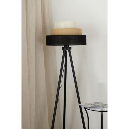 Brilagi - Stojacia lampa ASPEN LUNETA 1xE27/15W/230V čierna/béžová/krémová