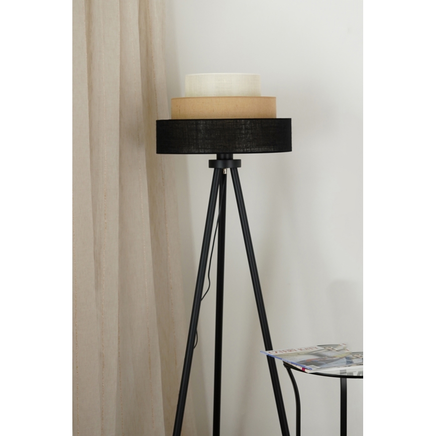 Brilagi - Stojacia lampa ASPEN LUNETA 1xE27/15W/230V čierna/béžová/krémová