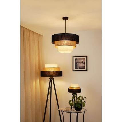 Brilagi - Stojacia lampa ASPEN LUNETA 1xE27/15W/230V čierna/béžová/krémová