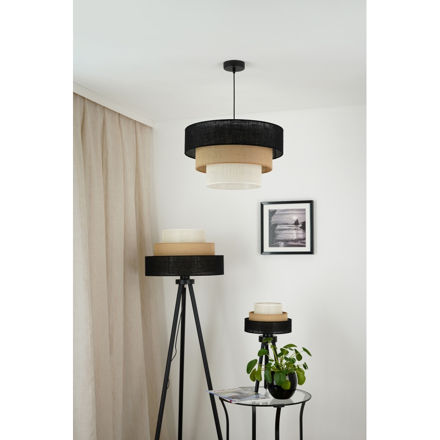 Brilagi - Stojacia lampa ASPEN LUNETA 1xE27/15W/230V čierna/béžová/krémová