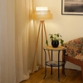 BRILAGI - Stojacia lampa CEDAR LUNETA 1xE27/15W/230V ratan/hnedá/krémová