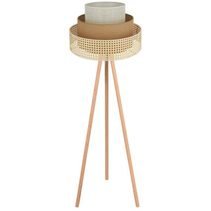 Brilagi - Stojacia lampa CEDAR LUNETA 1xE27/15W/230V ratan/hnedá/krémová