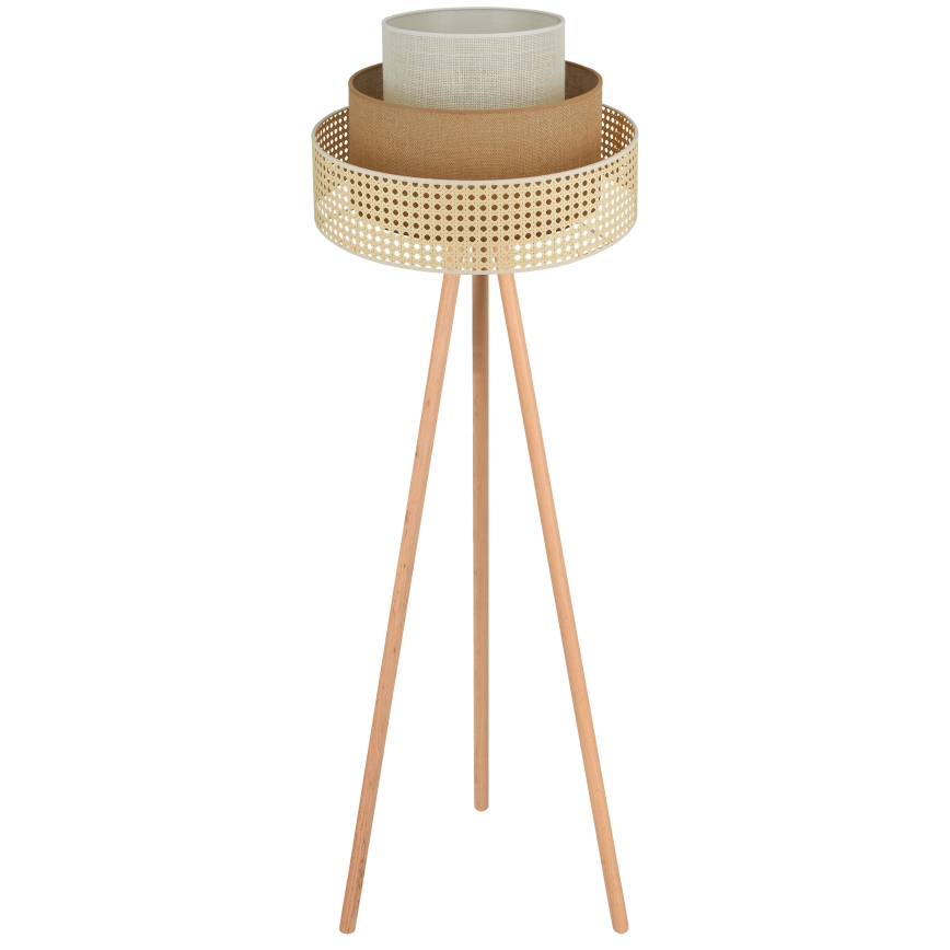 Brilagi - Stojacia lampa CEDAR LUNETA 1xE27/15W/230V ratan/hnedá/krémová