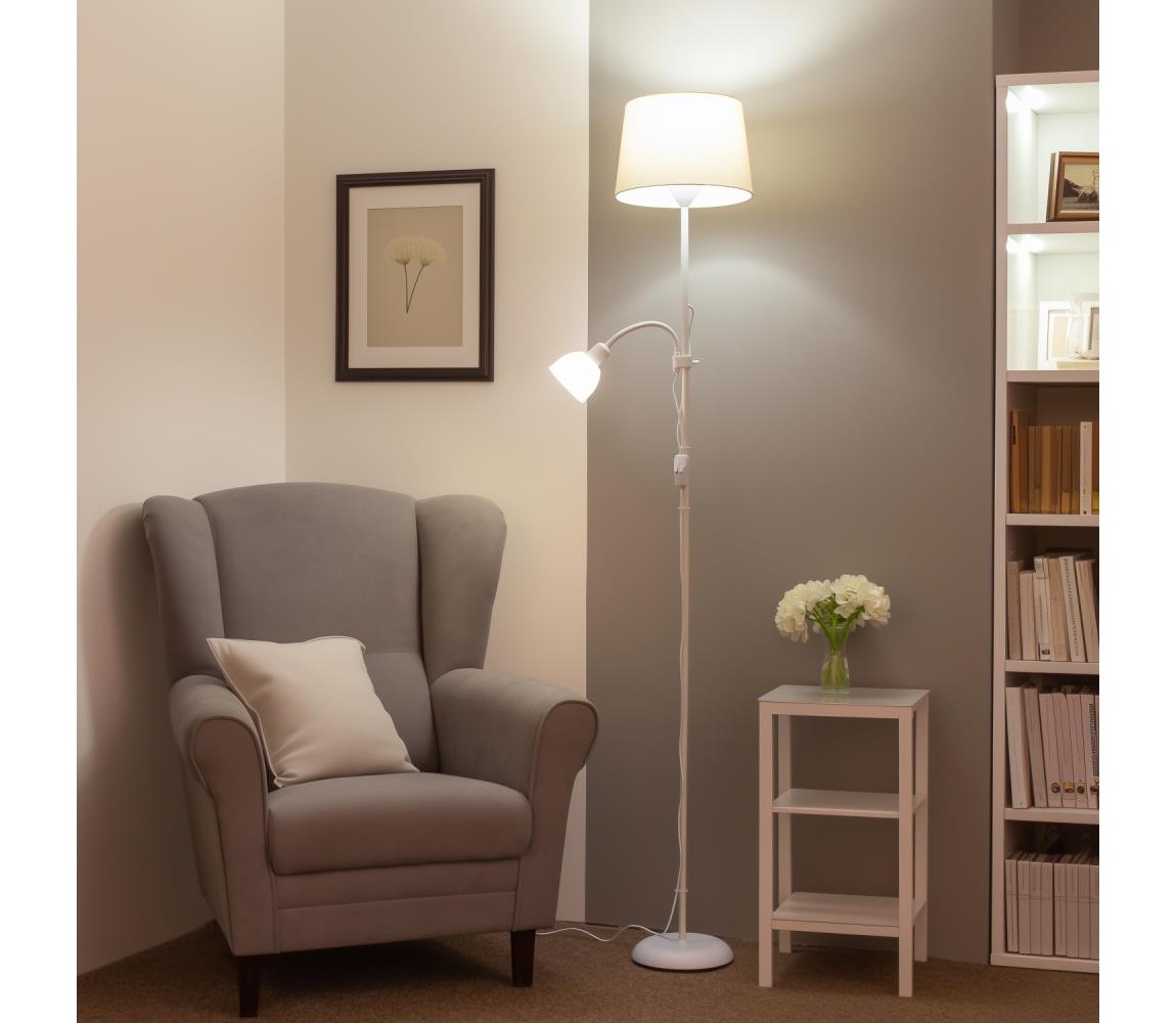 Brilagi - Stojacia lampa CERIA 1xE27/100W/230V + 1xE14/25W biela/béžová 1xBG2824+1xEG781037