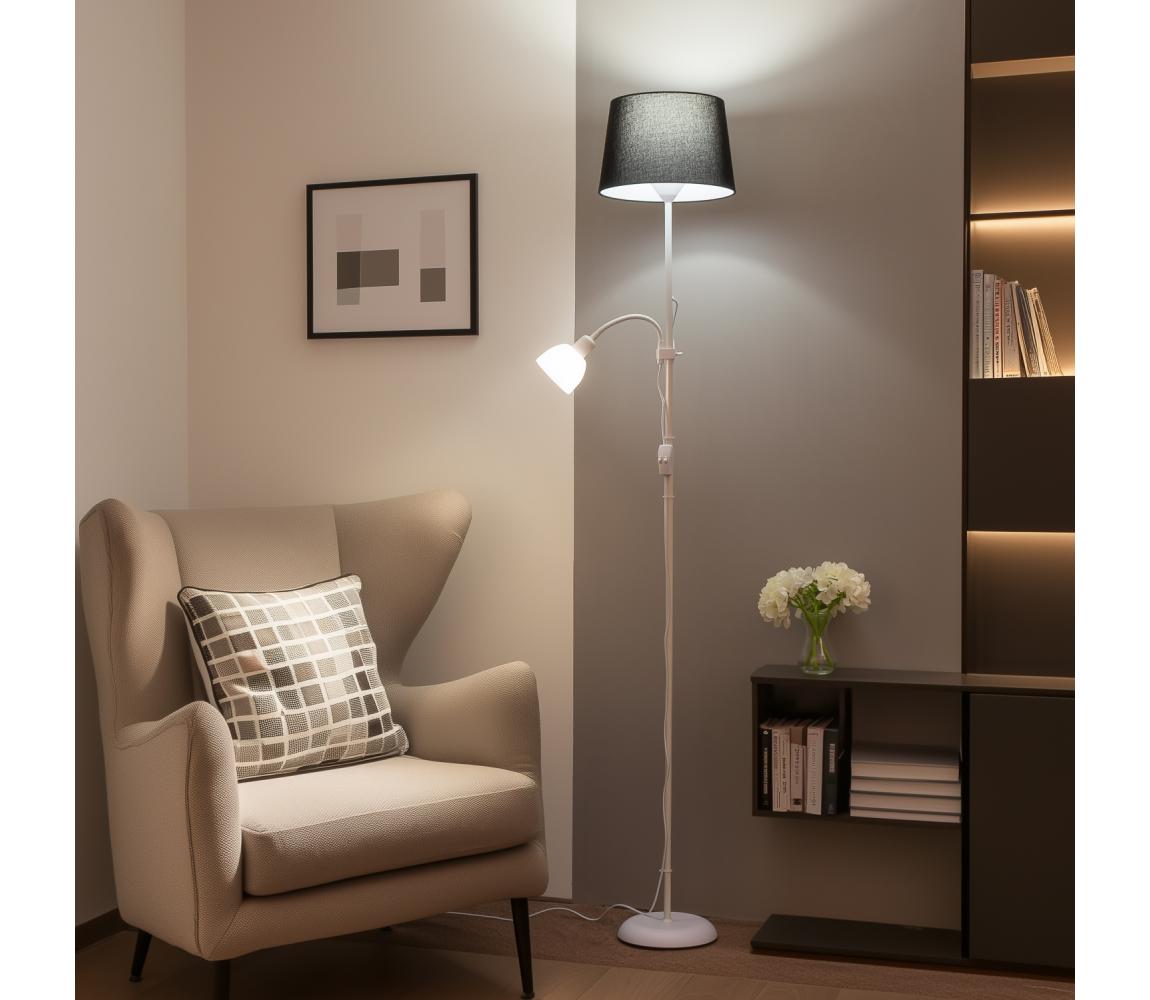 Brilagi - Stojacia lampa CERIA 1xE27/100W/230V + 1xE14/25W biela/čierna 1xBG2824+1xEG781038