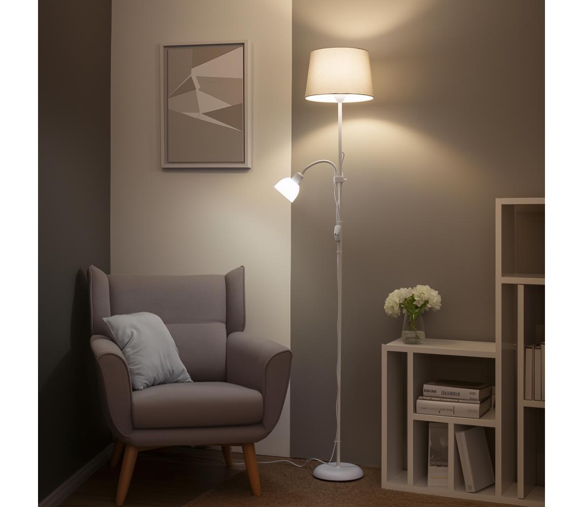 Brilagi - Stojacia lampa CERIA 1xE27/100W/230V + 1xE14/25W biela/šedá 1xBG2824+1xEG781036
