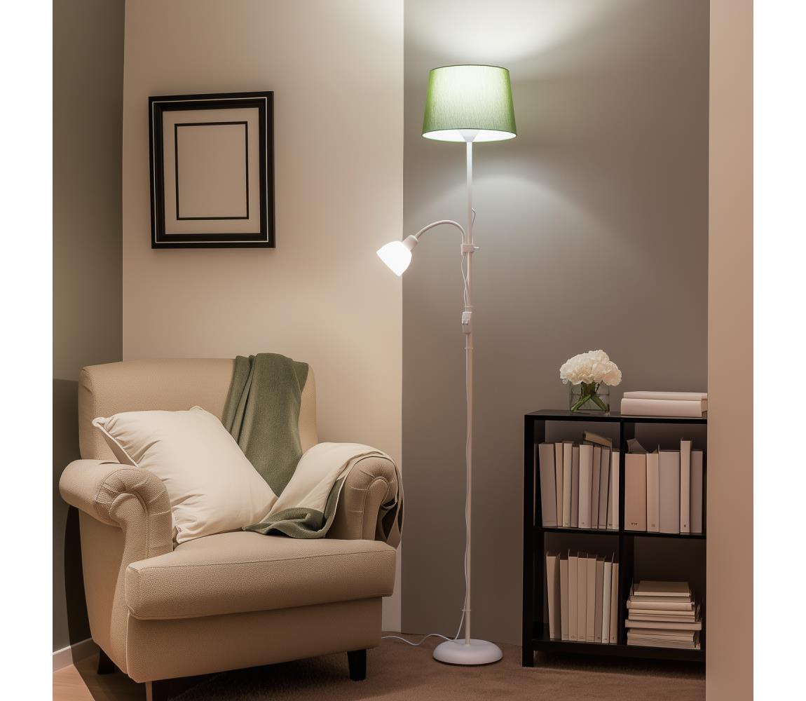 Brilagi - Stojacia lampa CERIA 1xE27/100W/230V + 1xE14/25W biela/zelená 1xBG2824+1xEG781039