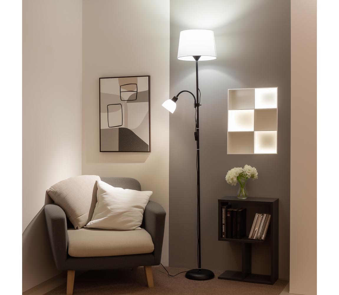 Brilagi - Stojacia lampa CERIA 1xE27/100W/230V + 1xE14/25W čierna/biela 1xBG2825+1xEG781035