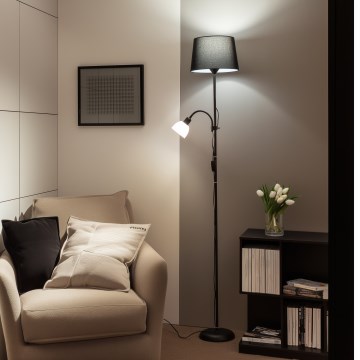 Brilagi - Stojacia lampa CERIA 1xE27/100W/230V + 1xE14/25W čierna