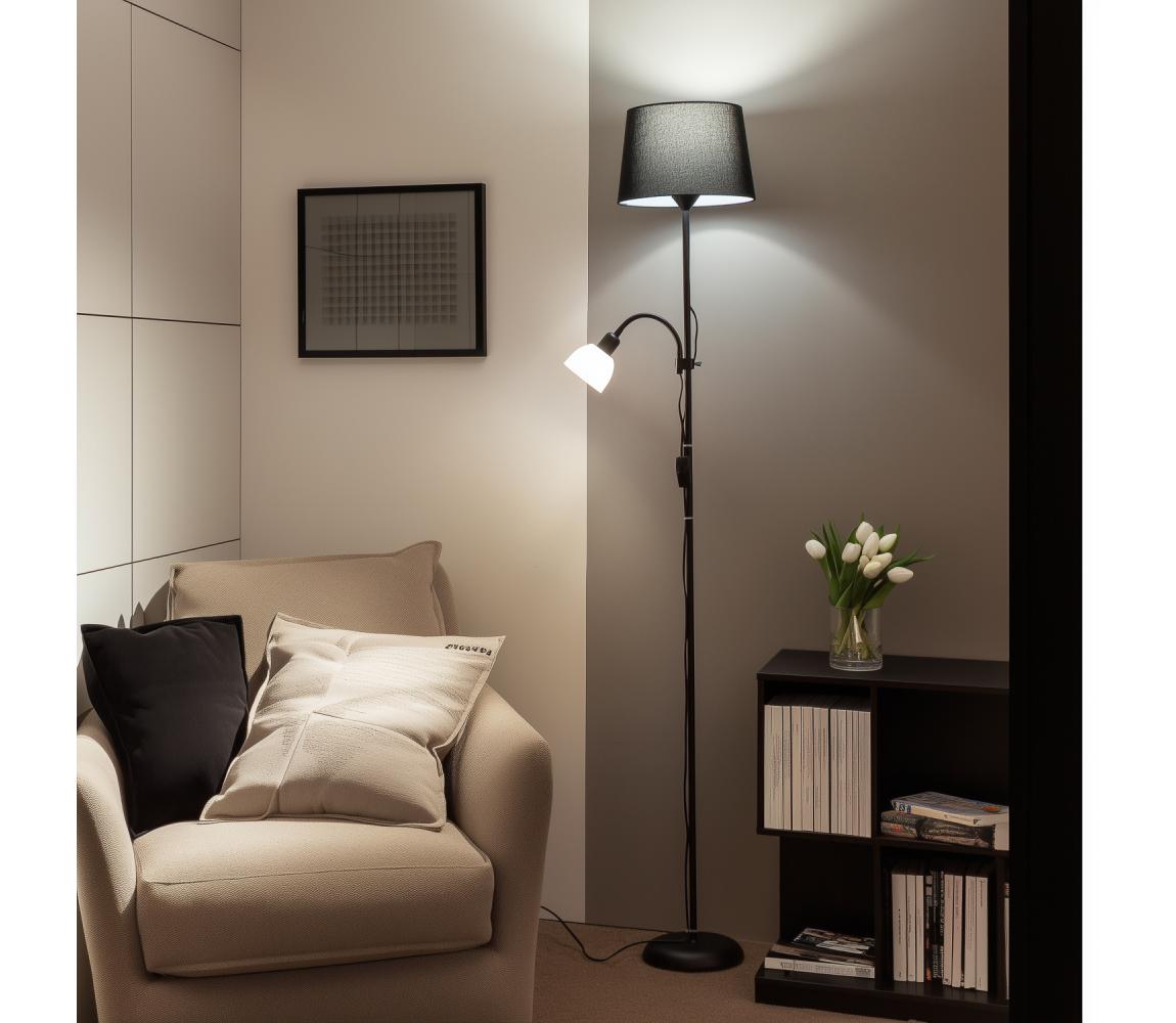 Brilagi - Stojacia lampa CERIA 1xE27/100W/230V + 1xE14/25W čierna 1xBG2825+1xEG781038