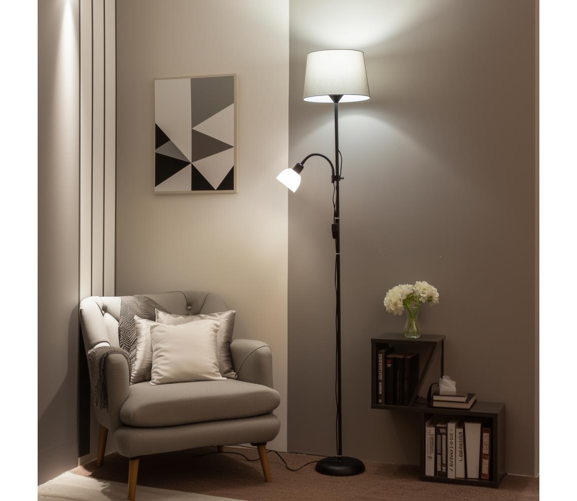 Brilagi - Stojacia lampa CERIA 1xE27/100W/230V + 1xE14/25W čierna/šedá 1xBG2825+1xEG781036