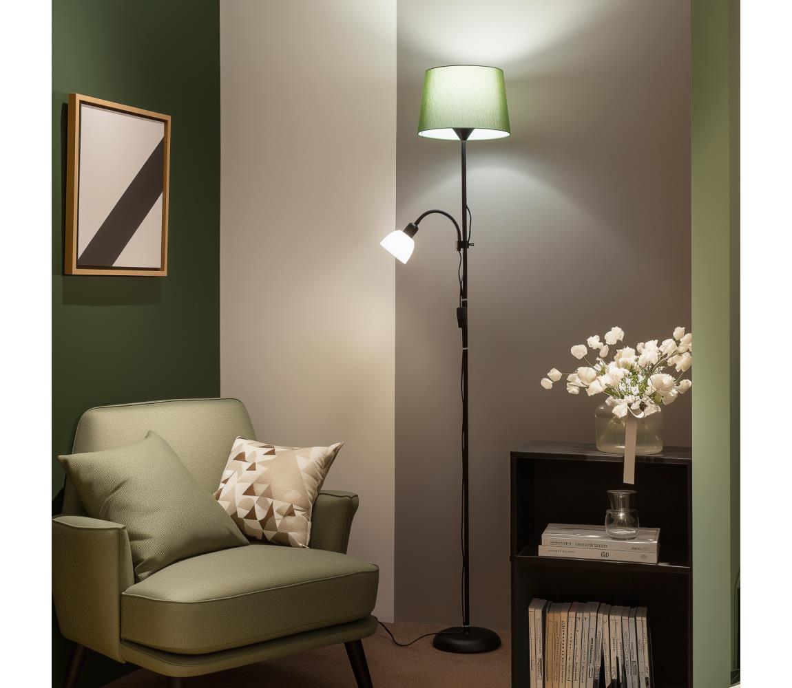 Brilagi - Stojacia lampa CERIA 1xE27/100W/230V + 1xE14/25W čierna/zelená 1xBG2825+1xEG781039