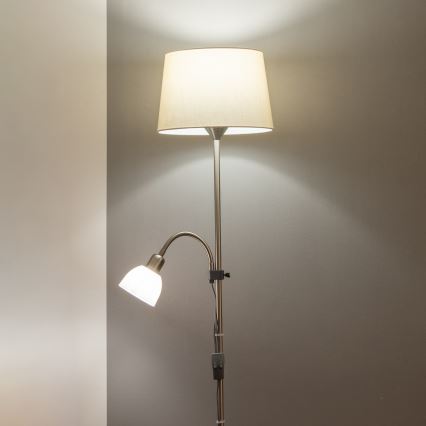 Brilagi - Stojacia lampa CERIA 1xE27/100W/230V + 1xE14/25W matný chróm/béžová