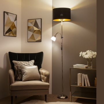 Brilagi - Stojacia lampa CERIA 1xE27/100W/230V + 1xE14/25W matný chróm/čierna